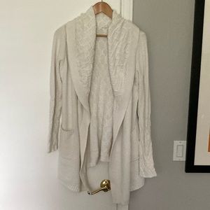 LA Made Shawl Collar Trench Cardigan, cream